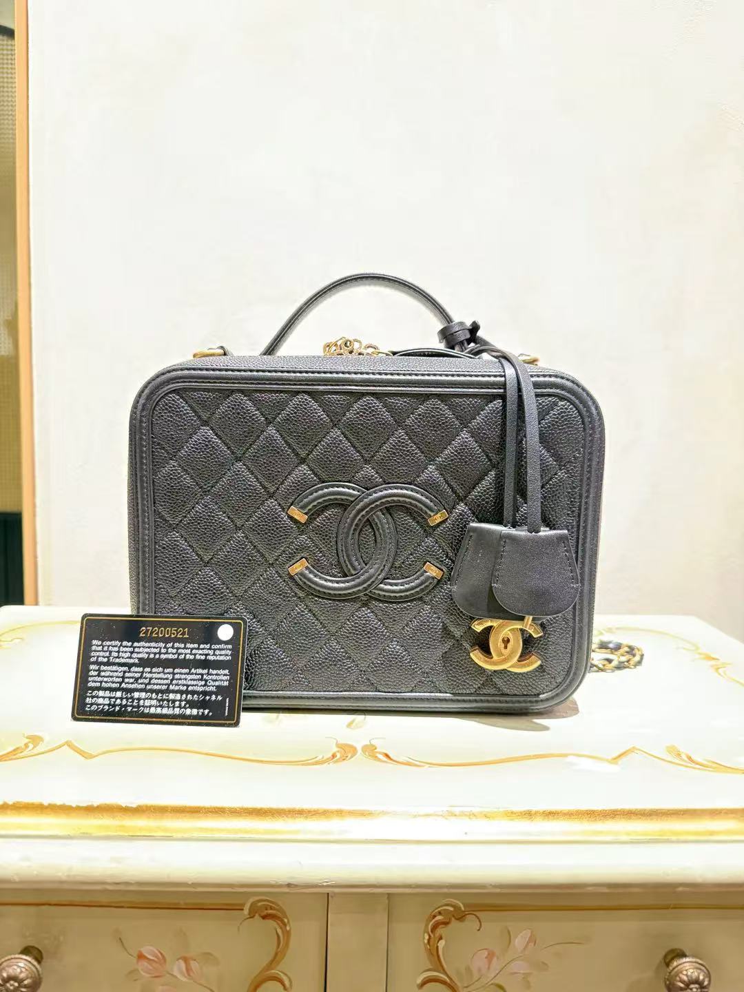 Chanel Vanity Case Nero in Pelle di Vitello Trapuntata – Large