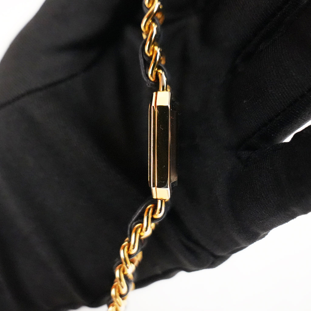 Chanel Première Orologio Nero e Oro con Bracciale a Catena in Pelle e Metallo Dorato