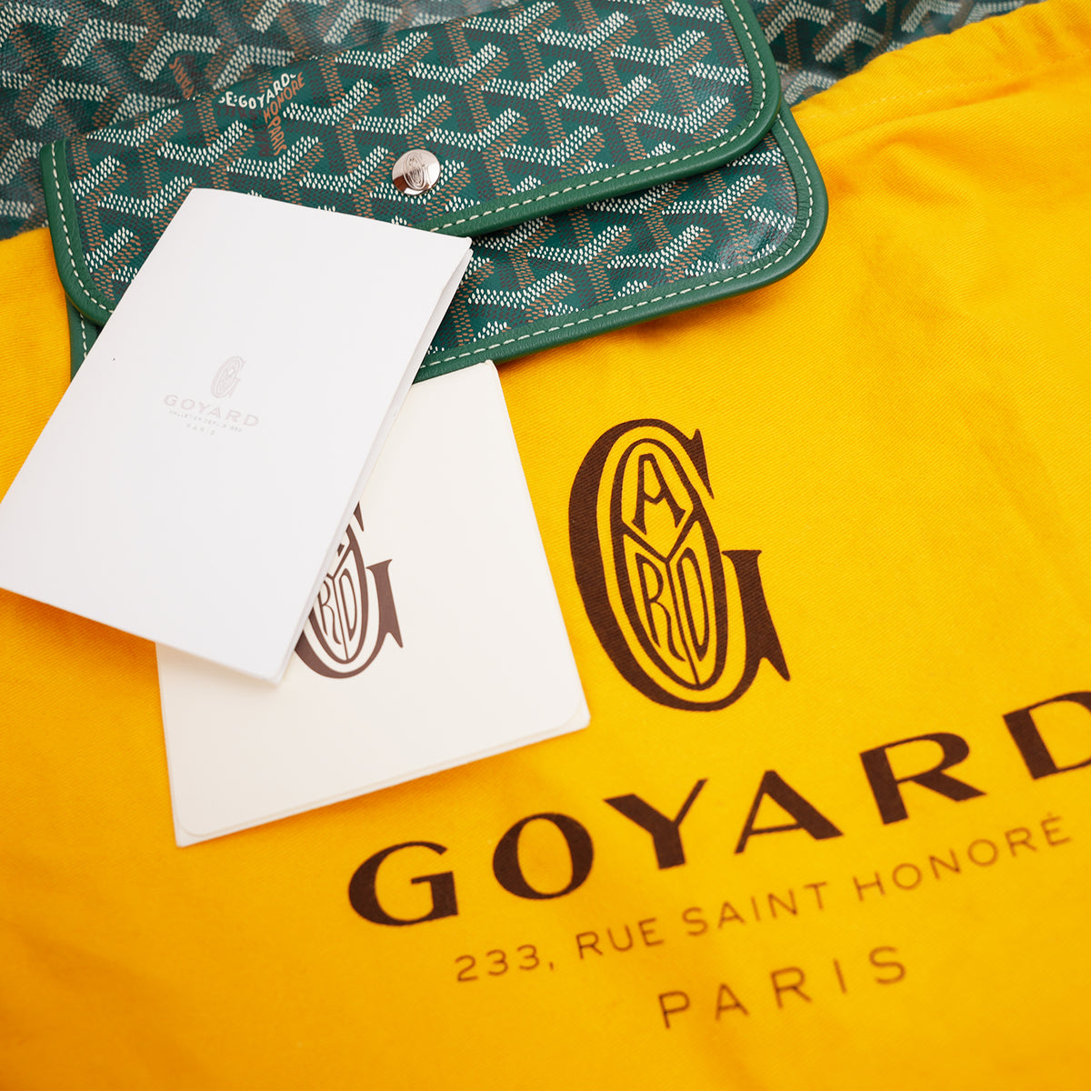 Goyard Saint Louis Tote Bag Verde in Tela Goyardine con Finiture in Pelle e Pochette Coordinata
