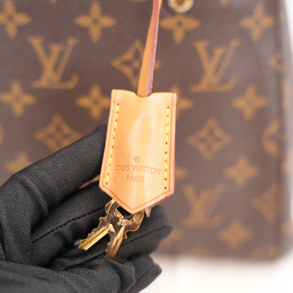 Louis Vuitton Montaigne BB Monogram Handbag Brown Coated Canvas & Leather Top Handle Shoulder Bag