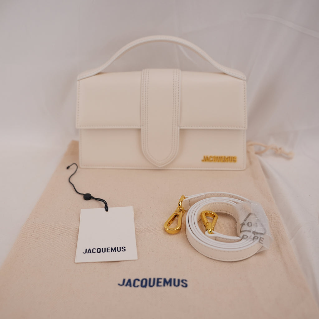 Jacquemus Borsa a Mano in Pelle Avorio con Logo Dorato