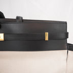 Saint Laurent Manhattan Large Shopping Tote White Canvas Black Leather Trim Shoulder Bag