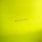 Balenciaga Hourglass XS Borsa a Mano in Pelle Effetto Coccodrillo Giallo Fluo con Logo B Argentato