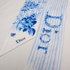 Dior Foulard Mitzah in Seta Blu con Stampa Floreale Toile de Jouy