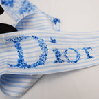 Dior Foulard Mitzah in Seta Blu con Stampa Floreale Toile de Jouy