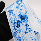 Dior Foulard Mitzah in Seta Blu con Stampa Floreale Toile de Jouy