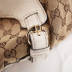 Gucci Borsa a Spalla Grande Vintage in Tela GG Beige e Pelle Bianca