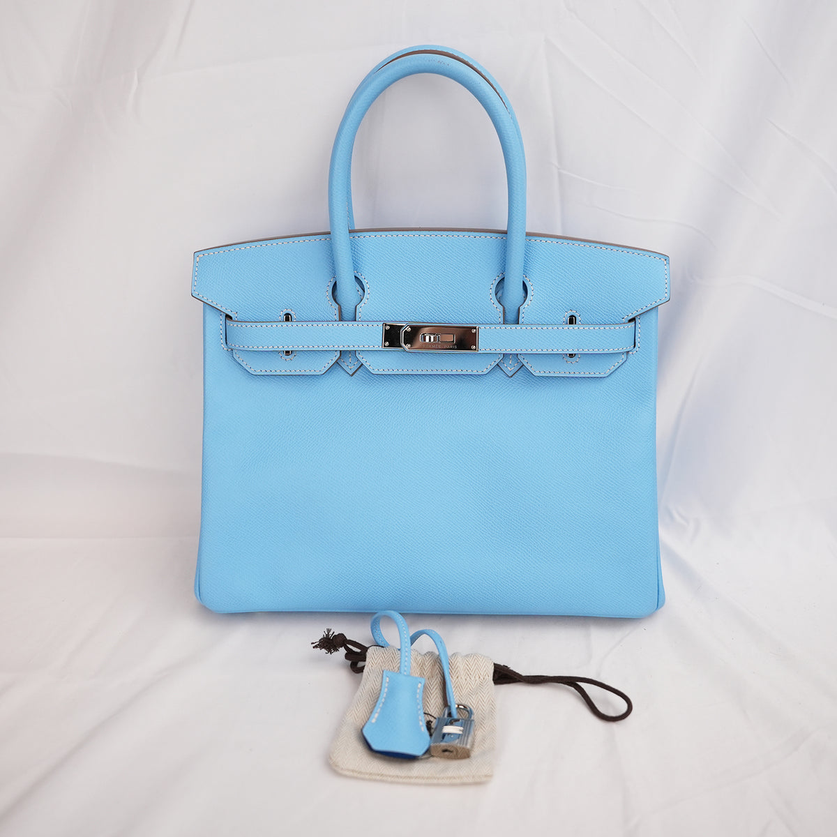 Hermès Birkin 30 Celeste in Pelle Epsom con Hardware Palladium