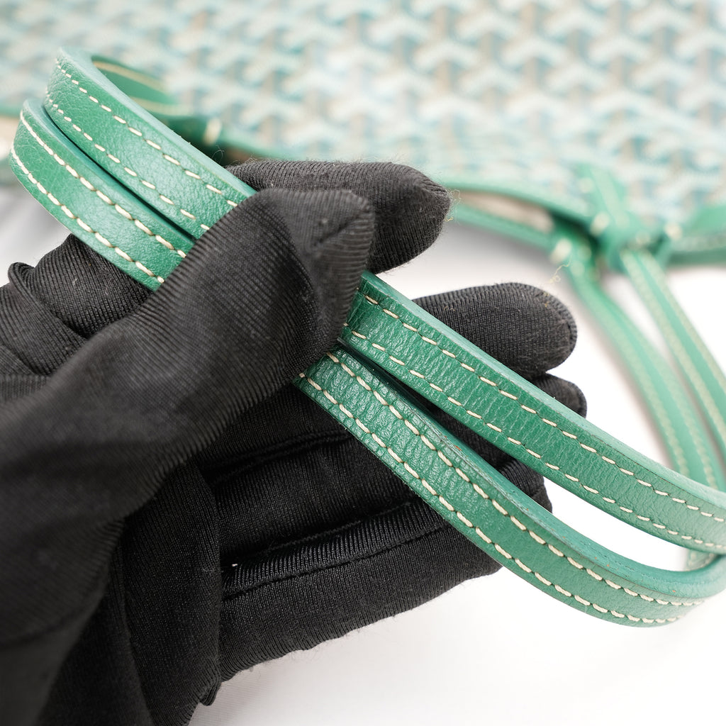 Goyard Saint Louis Tote Bag Verde in Tela Goyardine con Finiture in Pelle e Pochette Coordinata