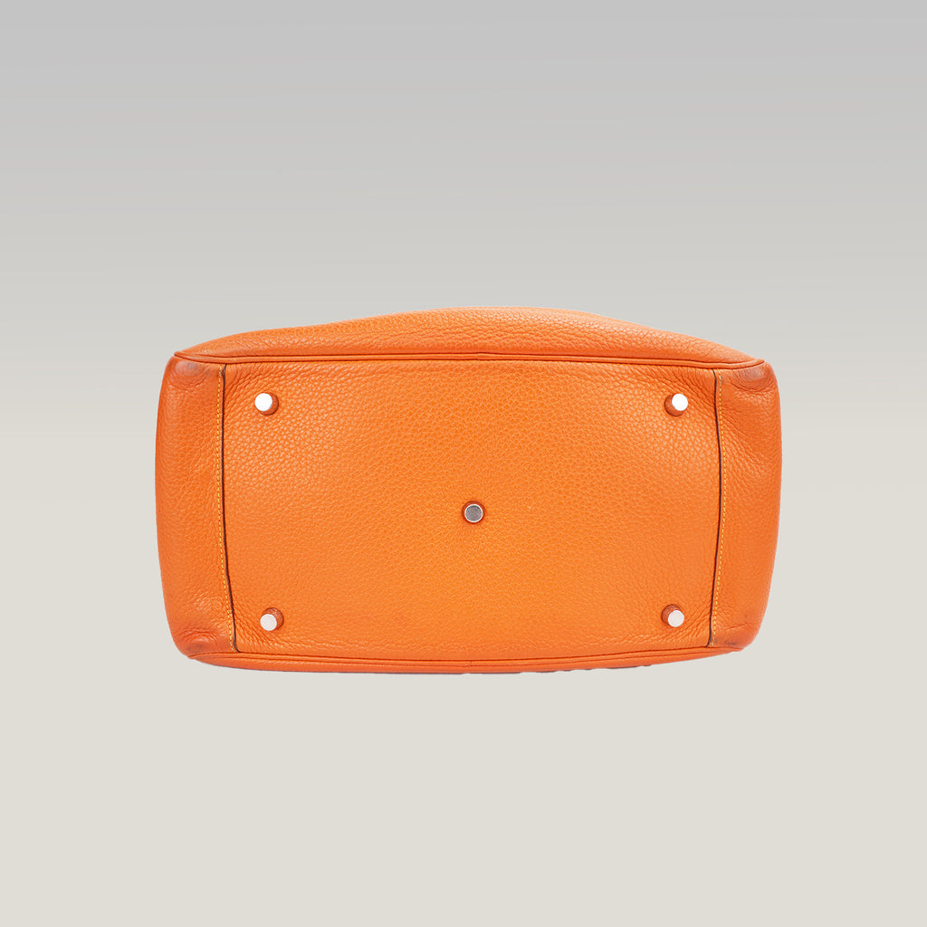 Hermès Lindy 26 Orange Clemence Leather Handbag Top Handle Shoulder Bag