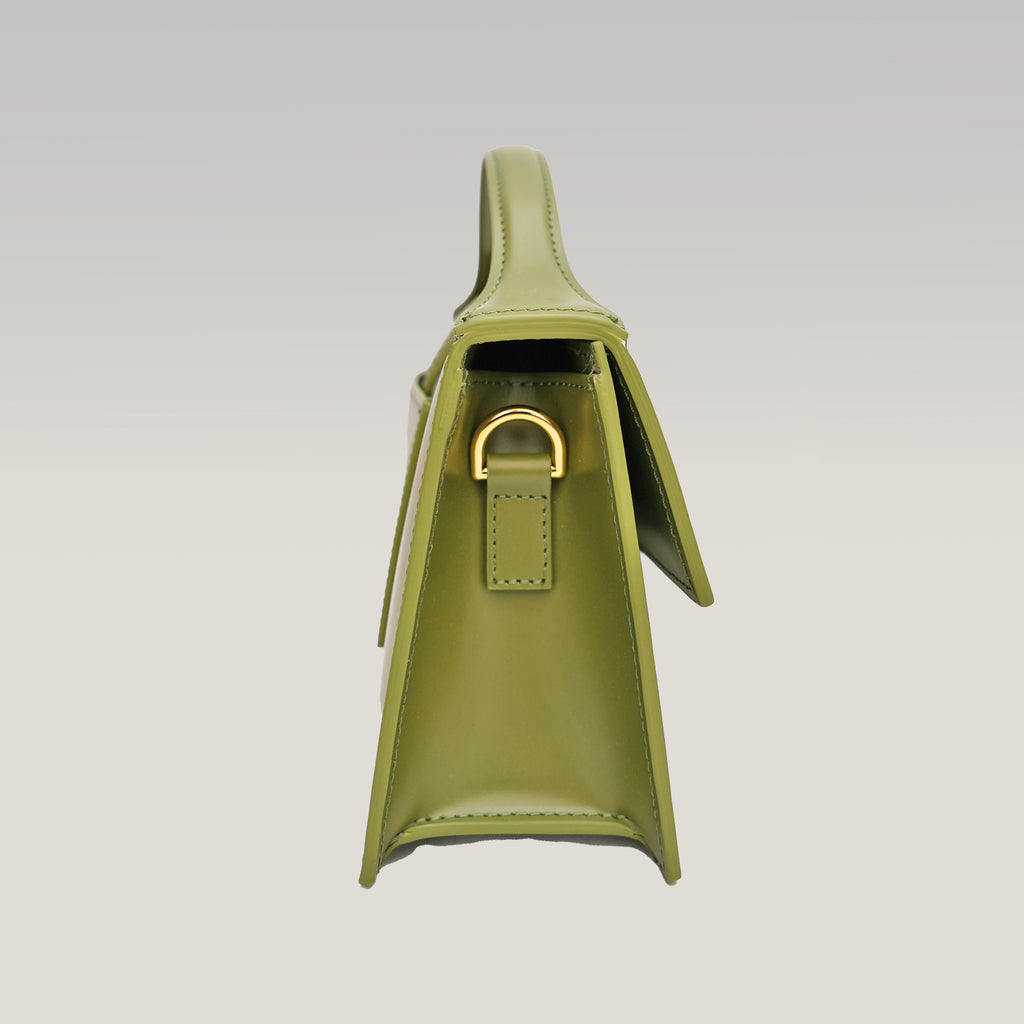 Jacquemus Le Grand Bambino Khaki in Pelle con Manico e Tracolla