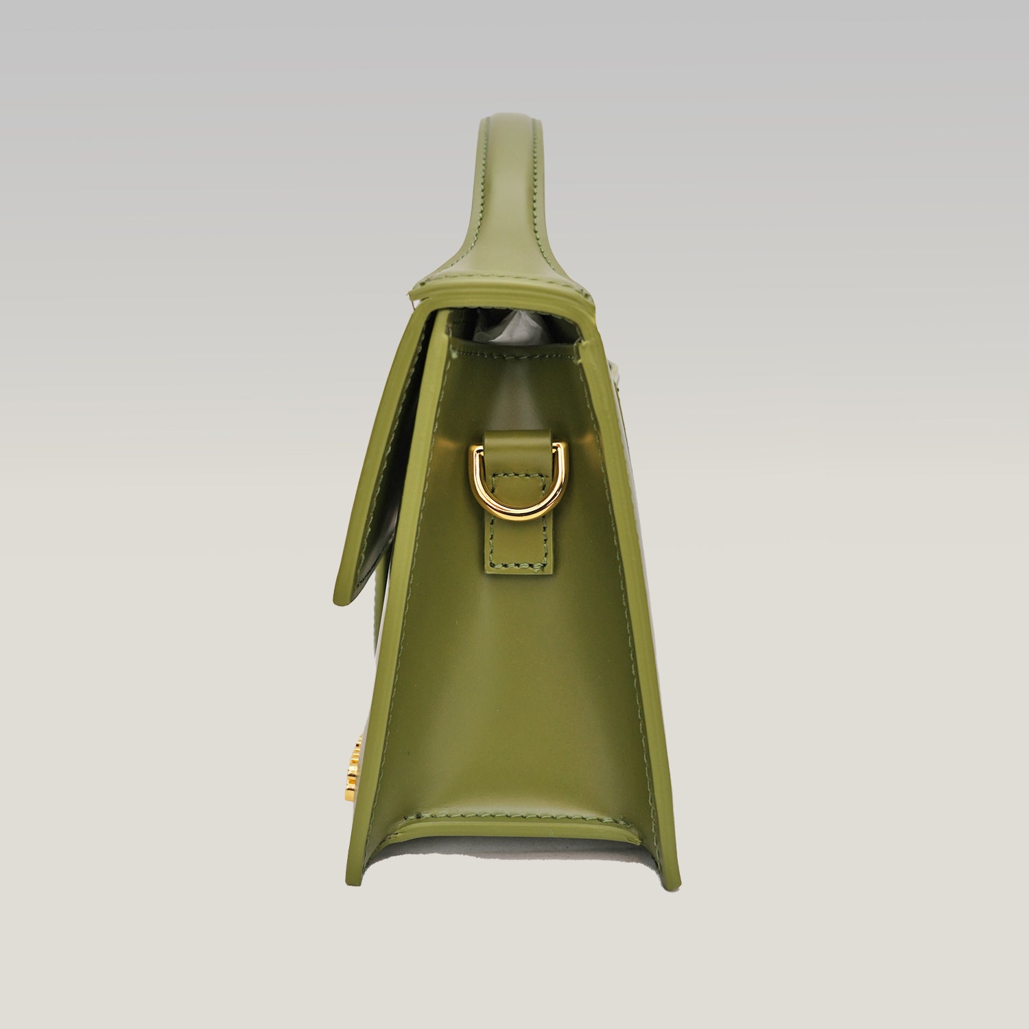 Jacquemus Le Grand Bambino Khaki in Pelle con Manico e Tracolla