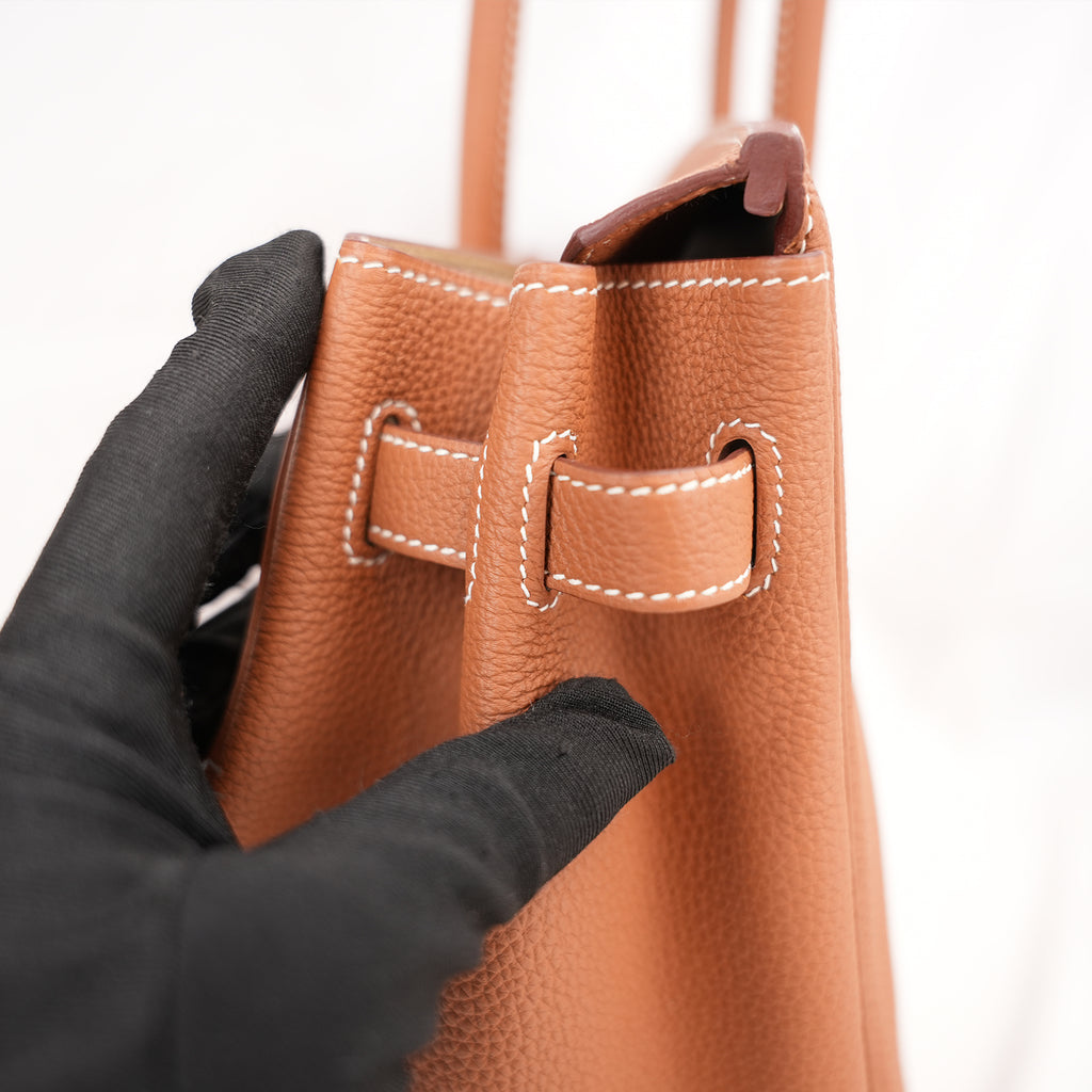 Hermès Birkin 35 Borsa a Mano in Pelle Clemence Gold con Hardware Dorato