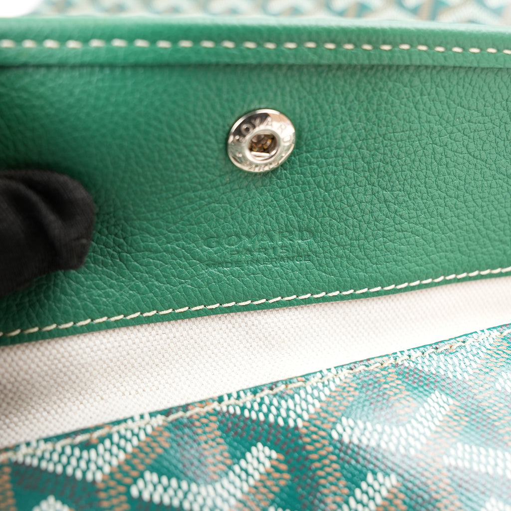 Goyard Saint Louis Tote Bag Verde in Tela Goyardine con Finiture in Pelle e Pochette Coordinata