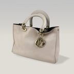 Dior Diorissimo Meida in Pelle Rosa Granata con Charm Logo Oro