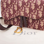 Dior Saddle Pochette Rettangolare in Canvas Oblique Rosso con Charm D Dorato