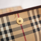 Burberry Vintage Nova Check Messenger Bag Beige Canvas & Brown Leather Crossbody Bag