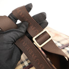 Burberry Vintage Nova Check Messenger Bag Beige Canvas & Brown Leather Crossbody Bag