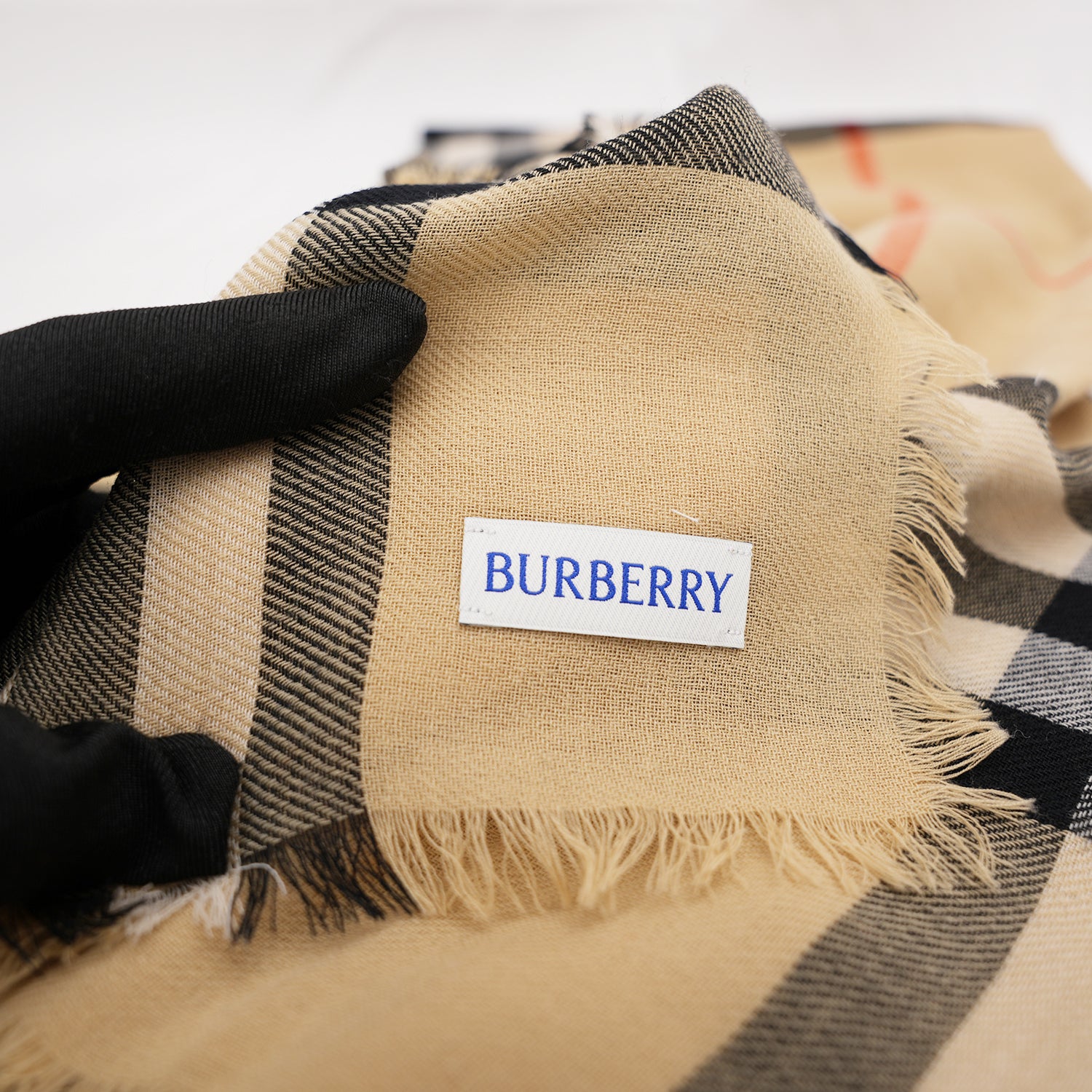 Burberry Sciarpa reversibile in lana e seta Check Sand/Lichen