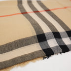 Burberry Sciarpa reversibile in lana e seta Check Sand/Lichen