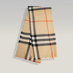 Burberry Sciarpa reversibile in lana e seta Check Sand/Lichen