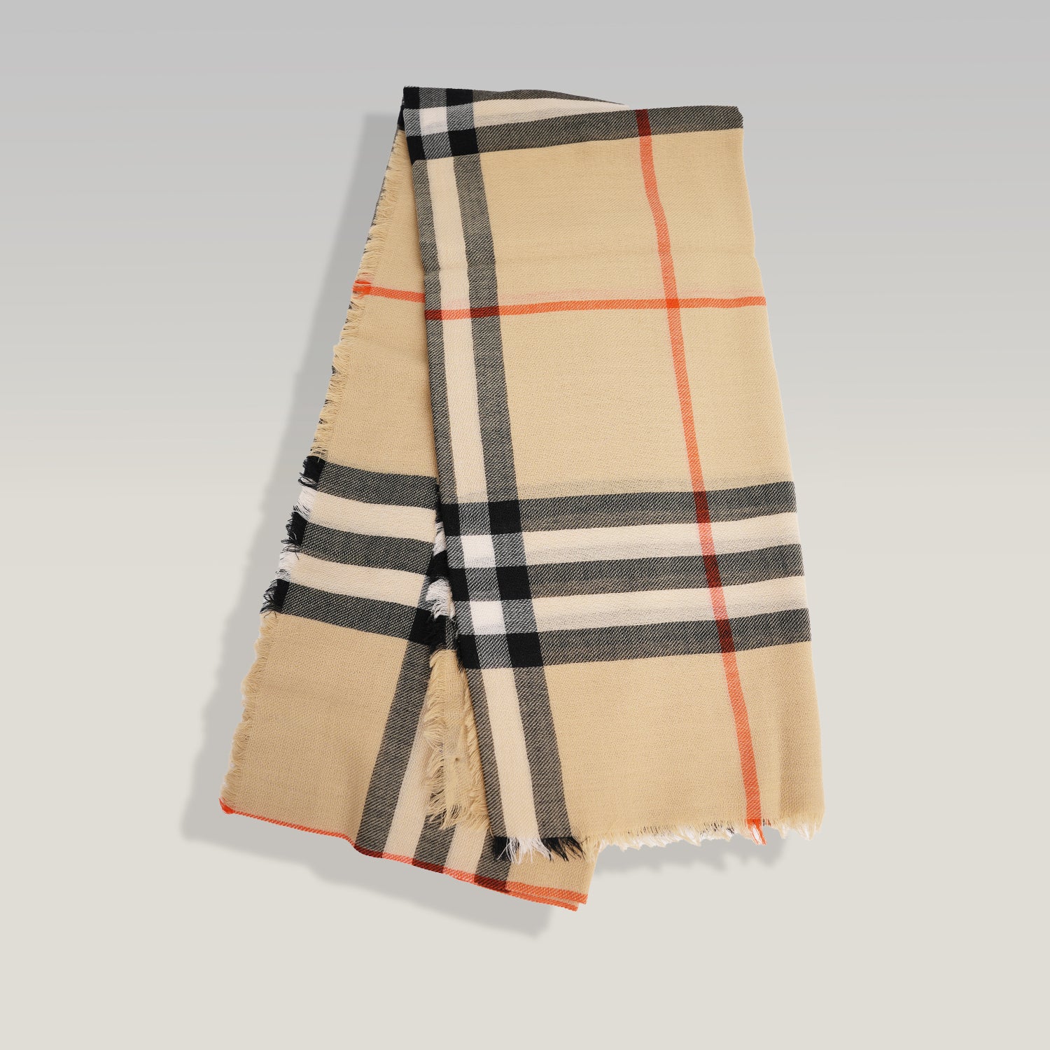 Burberry Sciarpa reversibile in lana e seta Check Sand/Lichen