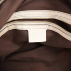 Gucci Borsa a Spalla Grande Vintage in Tela GG Beige e Pelle Bianca