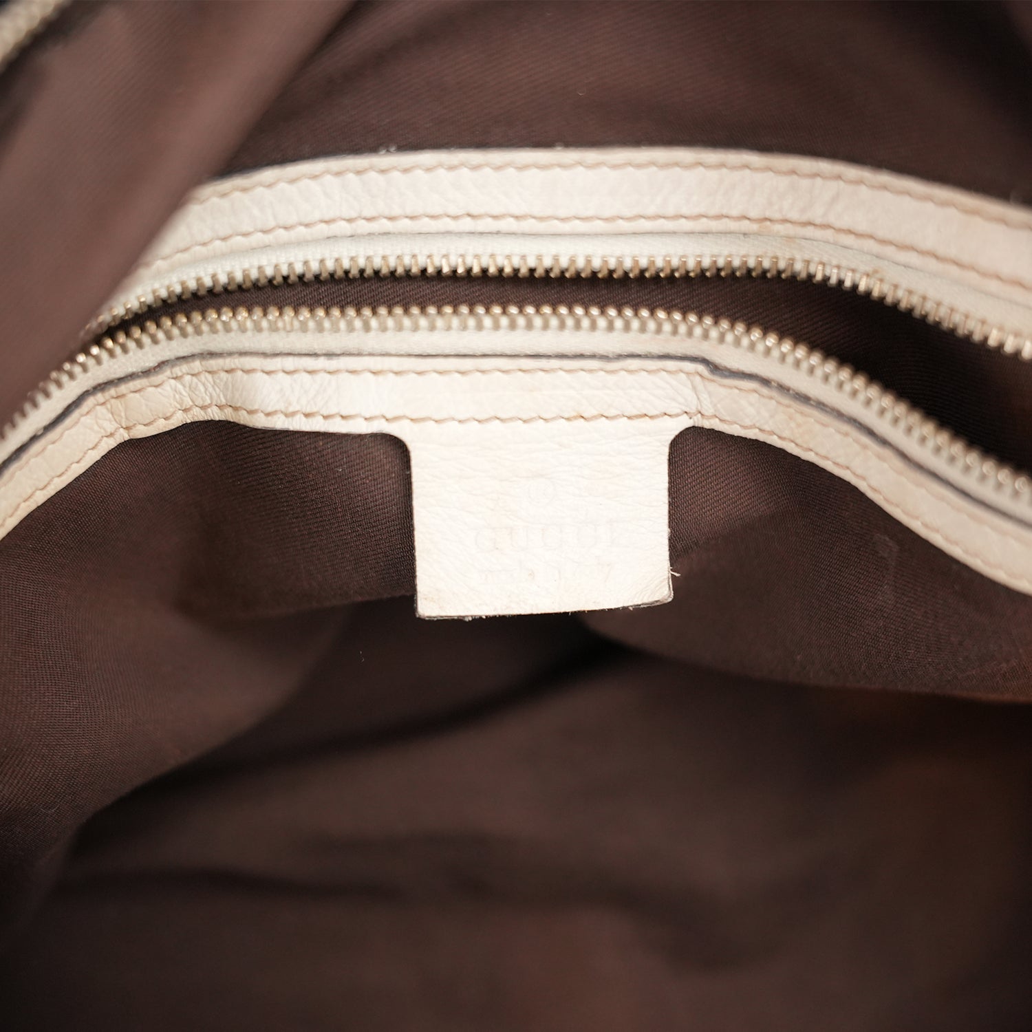 Gucci Borsa a Spalla Grande Vintage in Tela GG Beige e Pelle Bianca