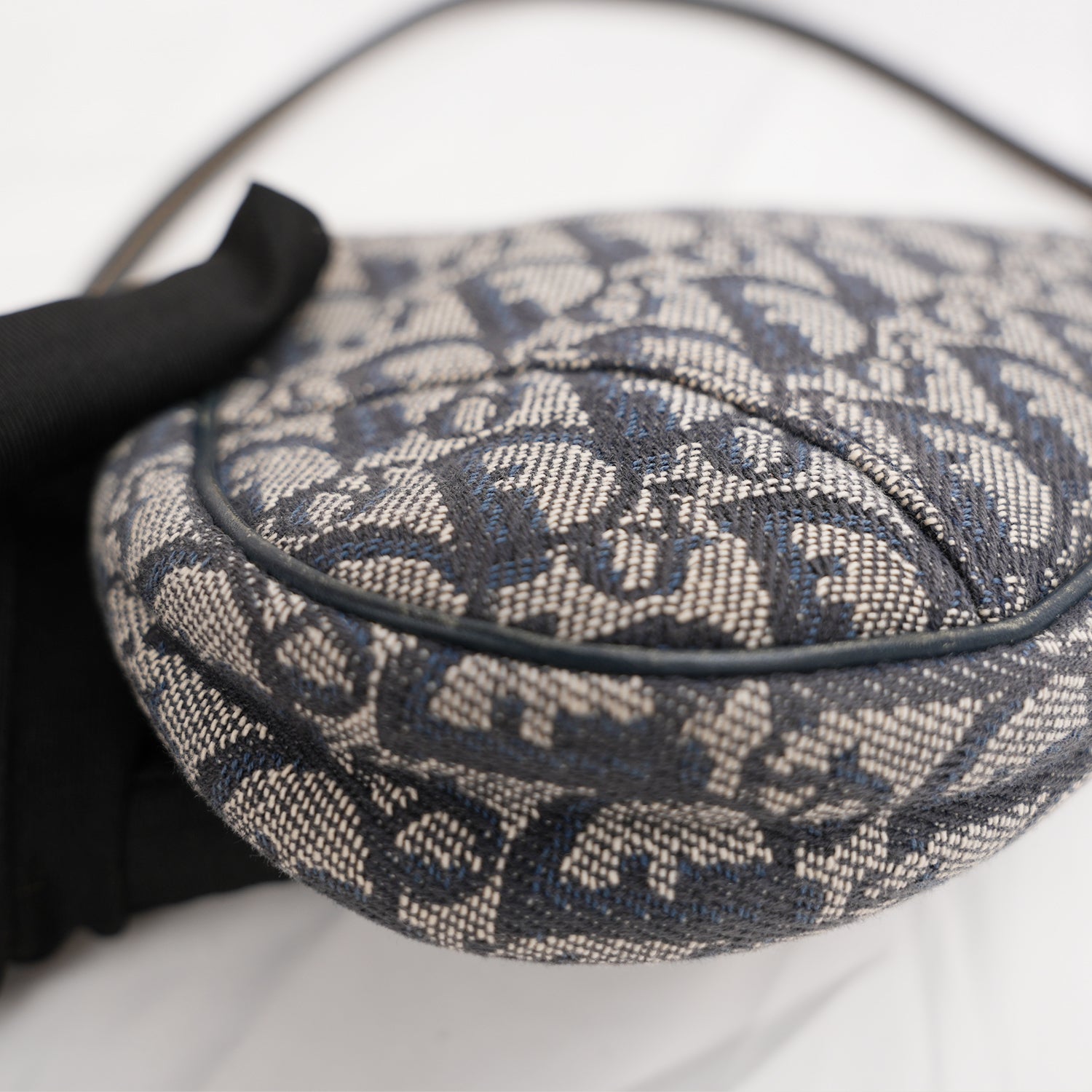 Dior Pochette Saddle in Jacquard Oblique Blu con Tracolla Regolabile