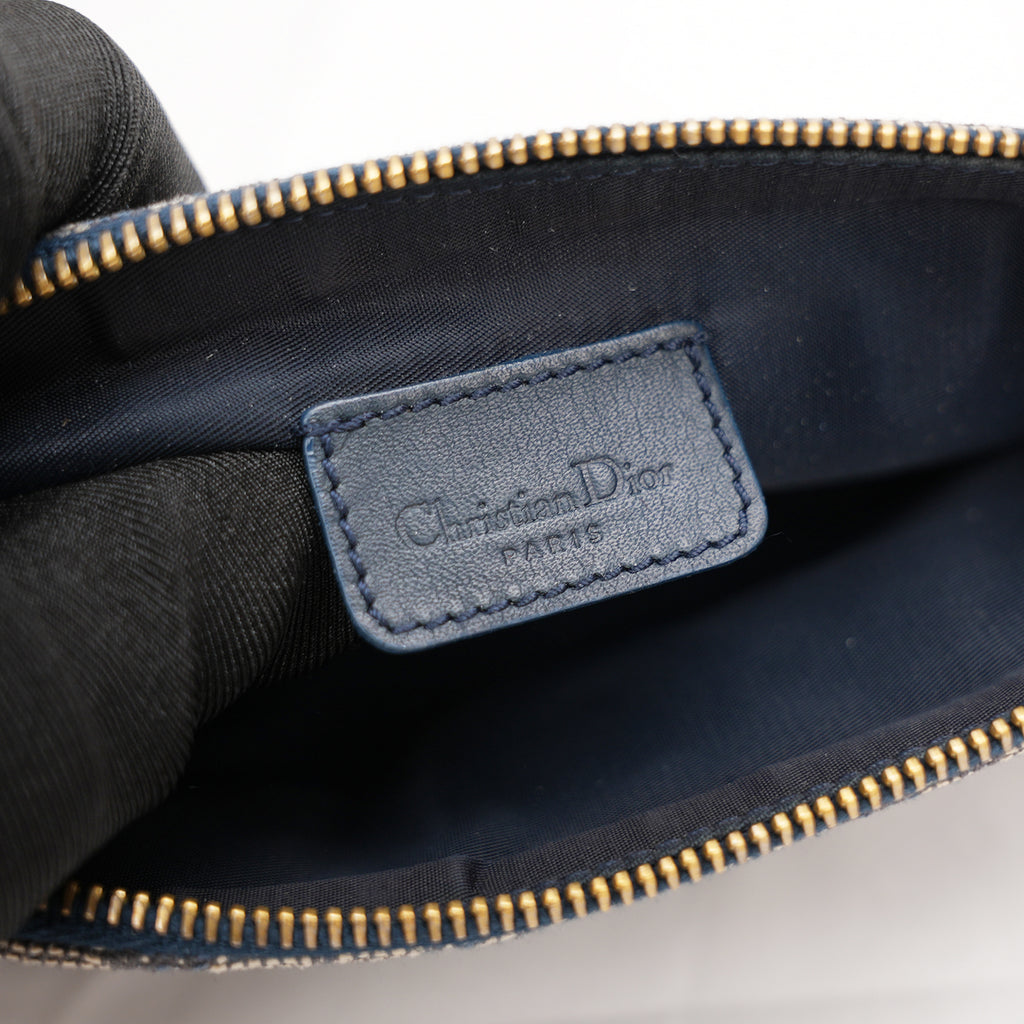 Dior Pochette Saddle in Jacquard Oblique Blu con Tracolla Regolabile