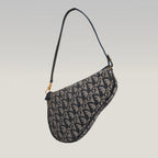 Dior Pochette Saddle in Jacquard Oblique Blu con Tracolla Regolabile