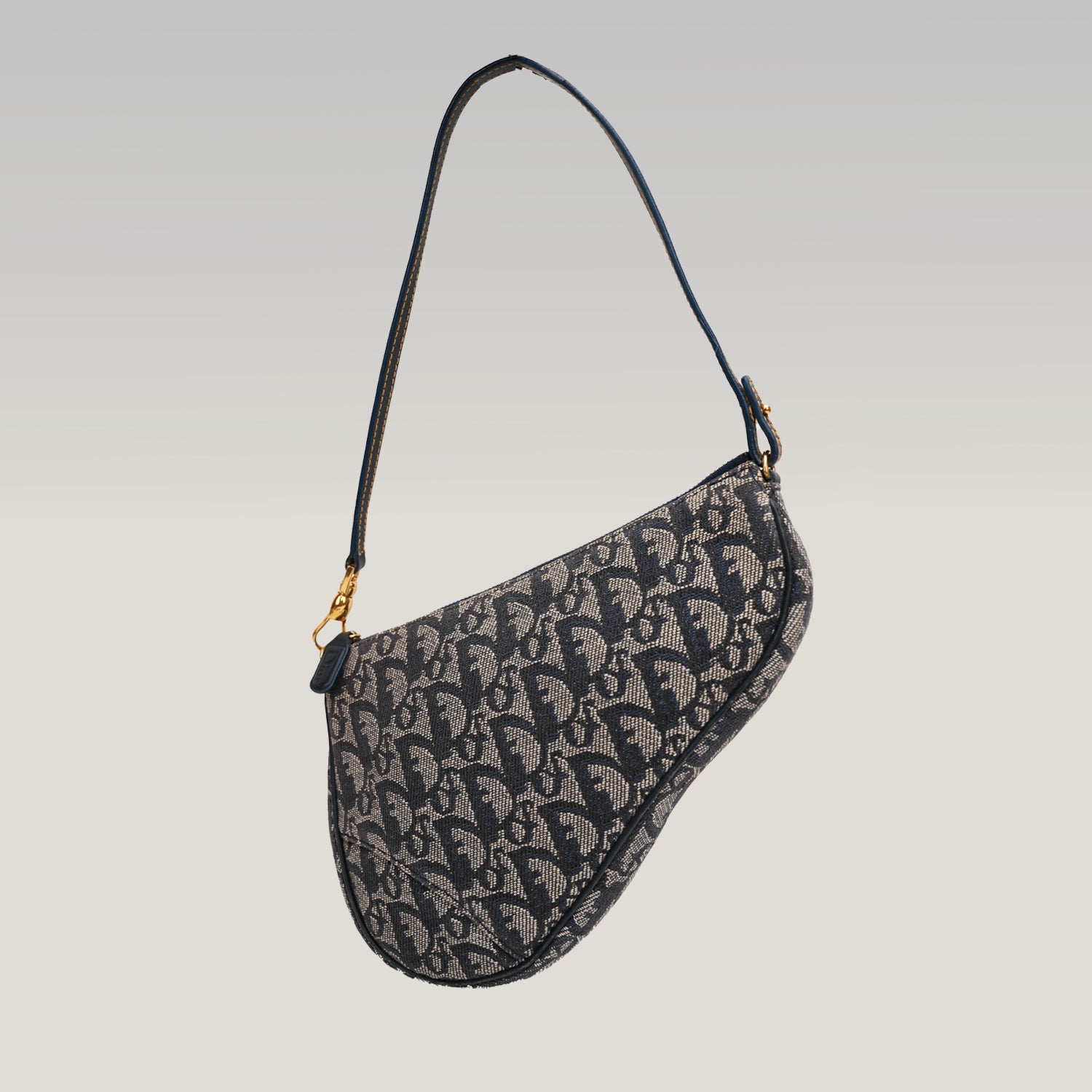 Dior Pochette Saddle in Jacquard Oblique Blu con Tracolla Regolabile