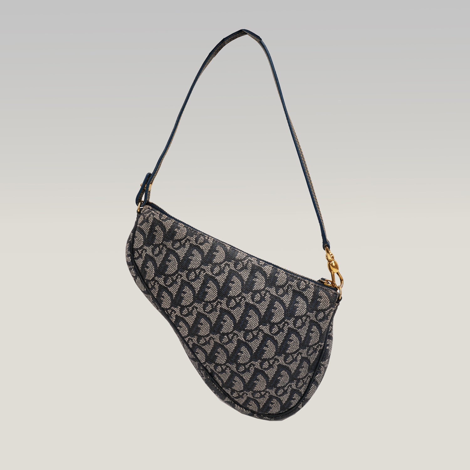 Dior Pochette Saddle in Jacquard Oblique Blu con Tracolla Regolabile