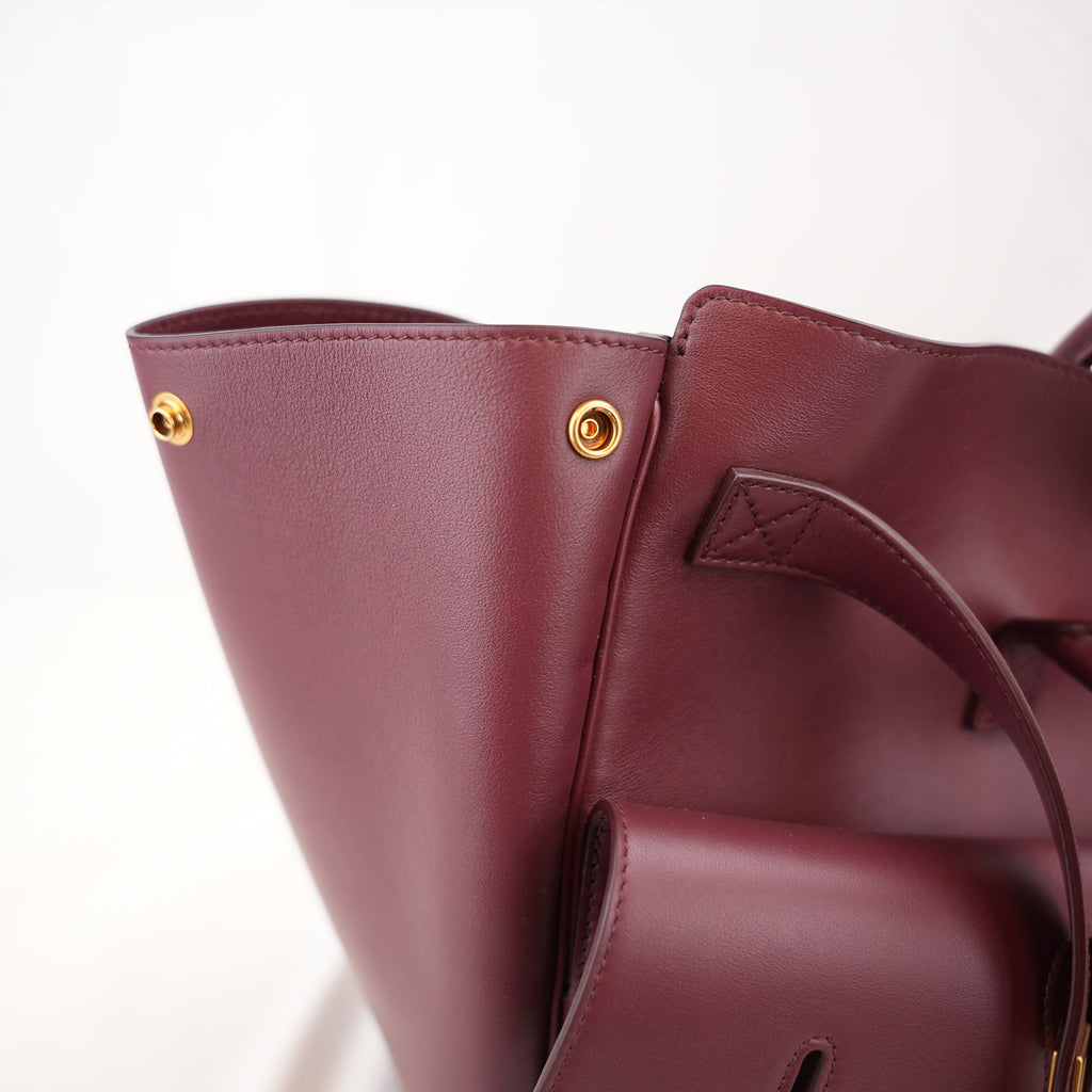 Balenciaga Bel Air Borsa Media in Pelle Bordeaux con Hardware Dorato