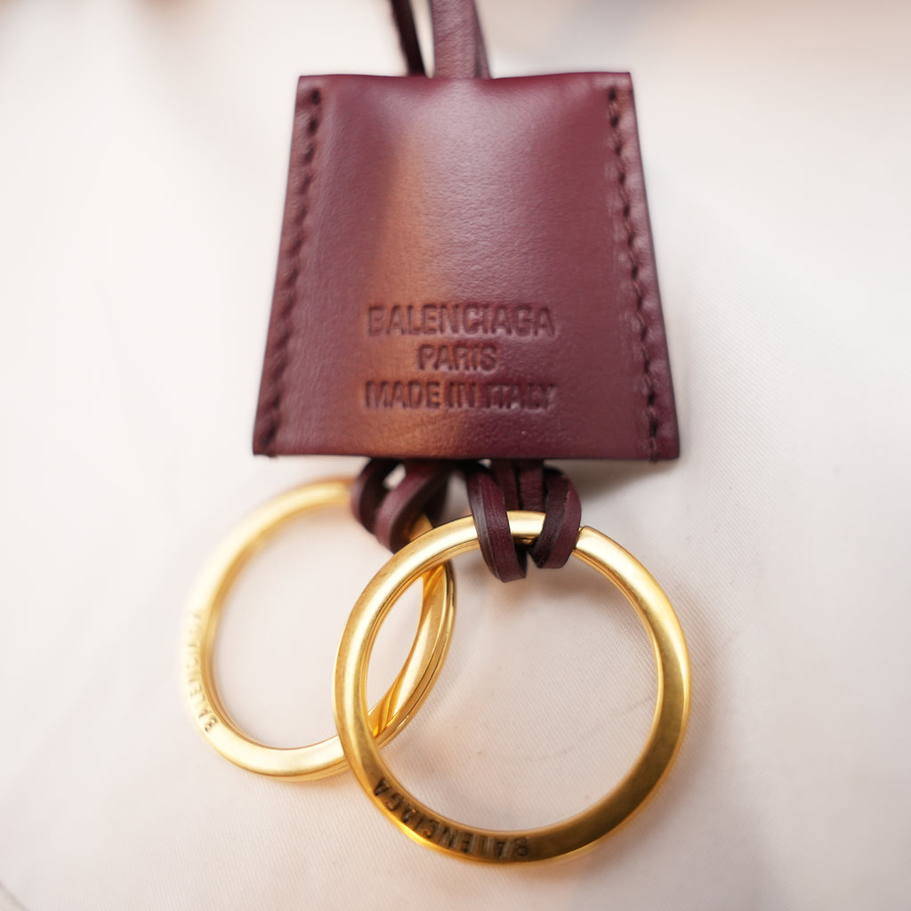 Balenciaga Bel Air Borsa Media in Pelle Bordeaux con Hardware Dorato