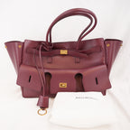 Balenciaga Bel Air Borsa Media in Pelle Bordeaux con Hardware Dorato