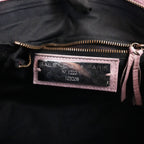 Balenciaga City Medium Parme Pink Waxed Leather Studded Motorcycle Bag