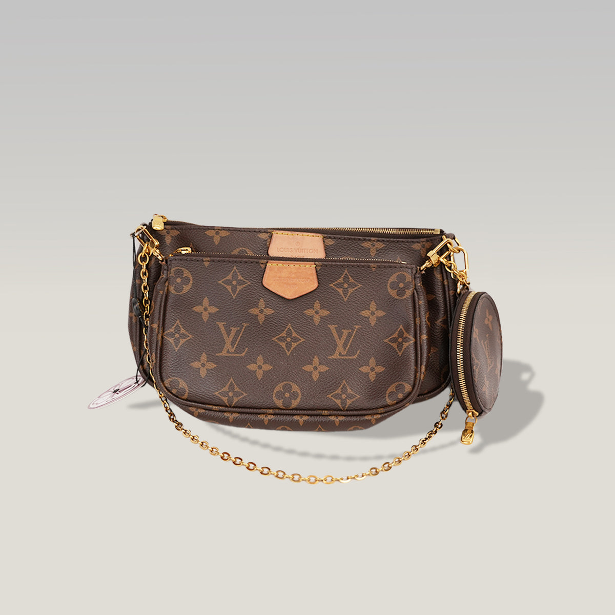Louis Vuitton Multi Pochette Accessoires Monogram in Tela Cerata e Pelle Marrone