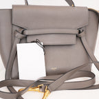 Celine Micro Belt Bag Borsa a Mano in Pelle di Vitello Martellata Grigia 24 cm