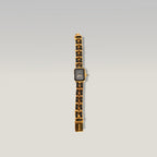 Chanel Première Orologio Nero e Oro con Bracciale a Catena in Pelle e Metallo Dorato