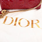 Dior Lady Dior Mini Rossa in Vernice Cannage con Hardware Dorato