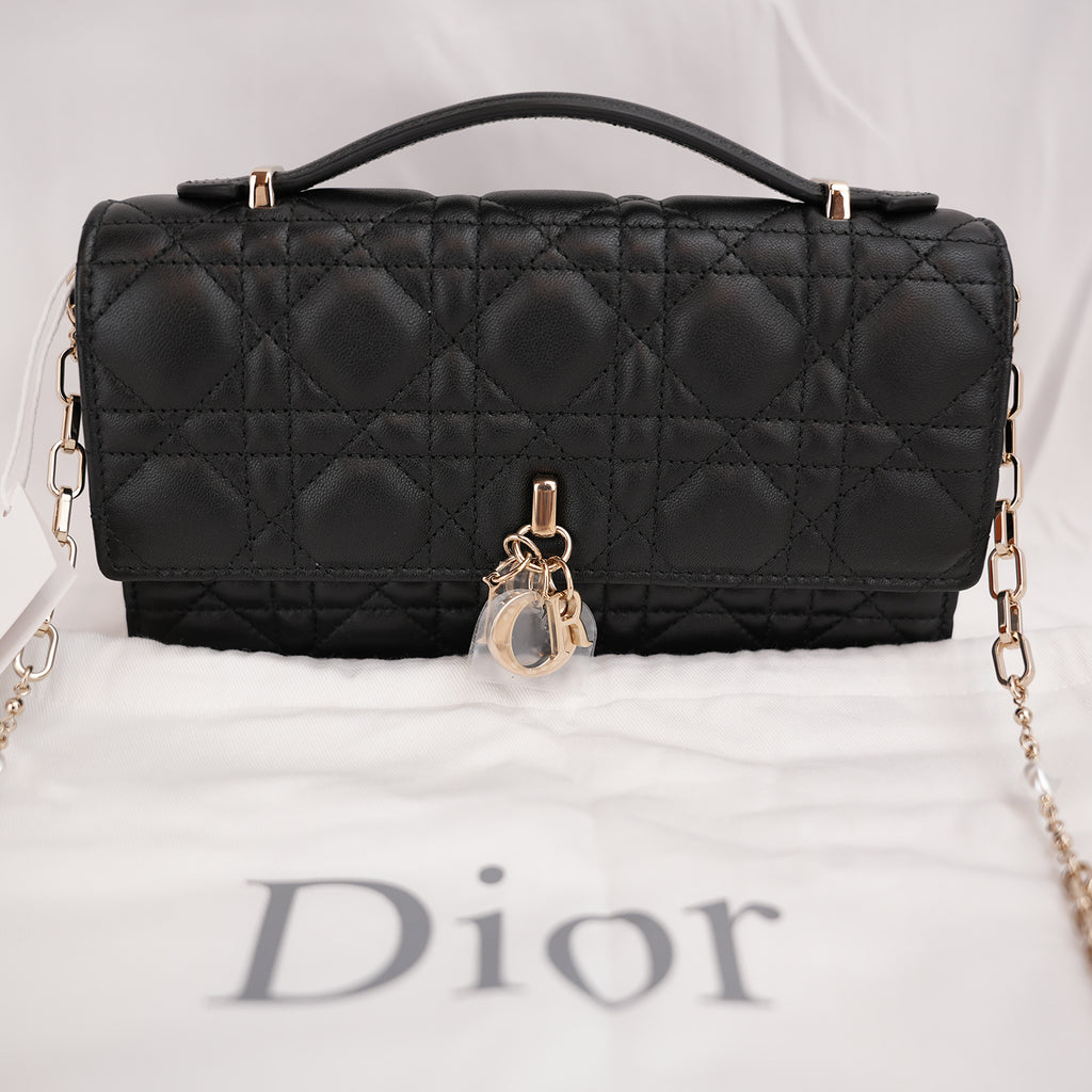 Borsa a Catena Mini My Dior Nera in Pelle Cannage con Charms D.I.O.R.