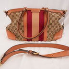 Gucci Vintage Web GG Canvas Borsa Media Rossa e Rosa