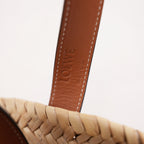Loewe Basket Bag Small in Palma Intrecciata e Pelle di Vitello Marrone