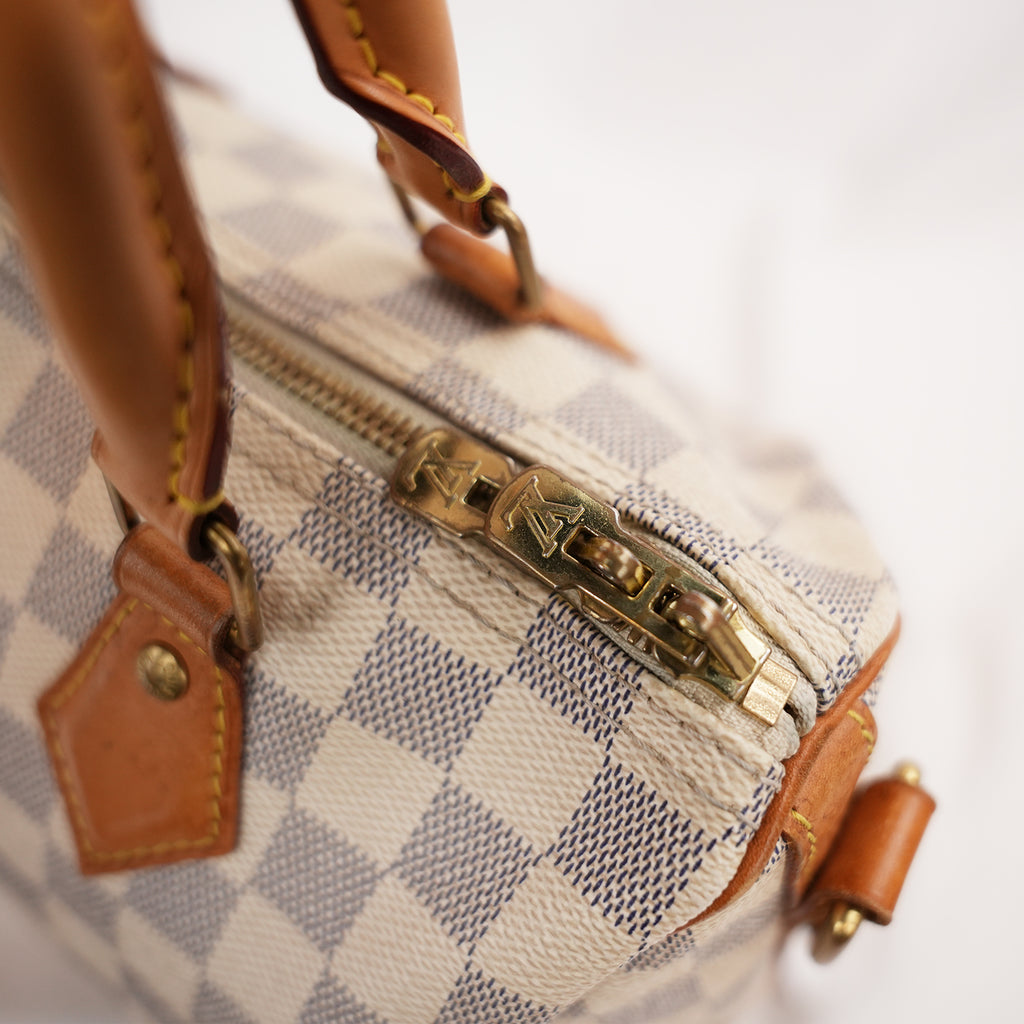 Louis Vuitton Speedy Bandoulière 25 Damier Azur in Tela Cerata e Pelle Vachetta