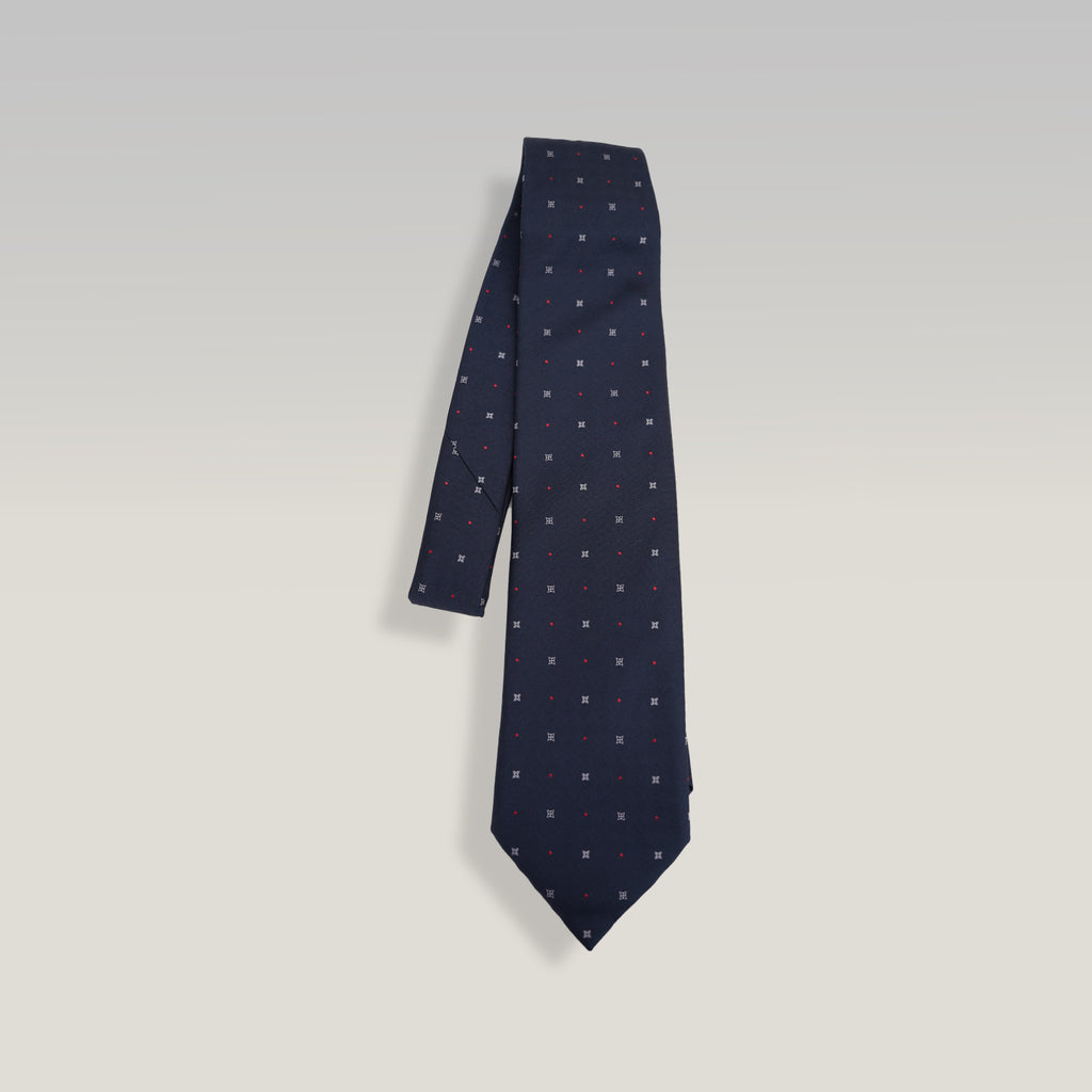 Louis Vuitton Navy Silk Monogram Flower Tie