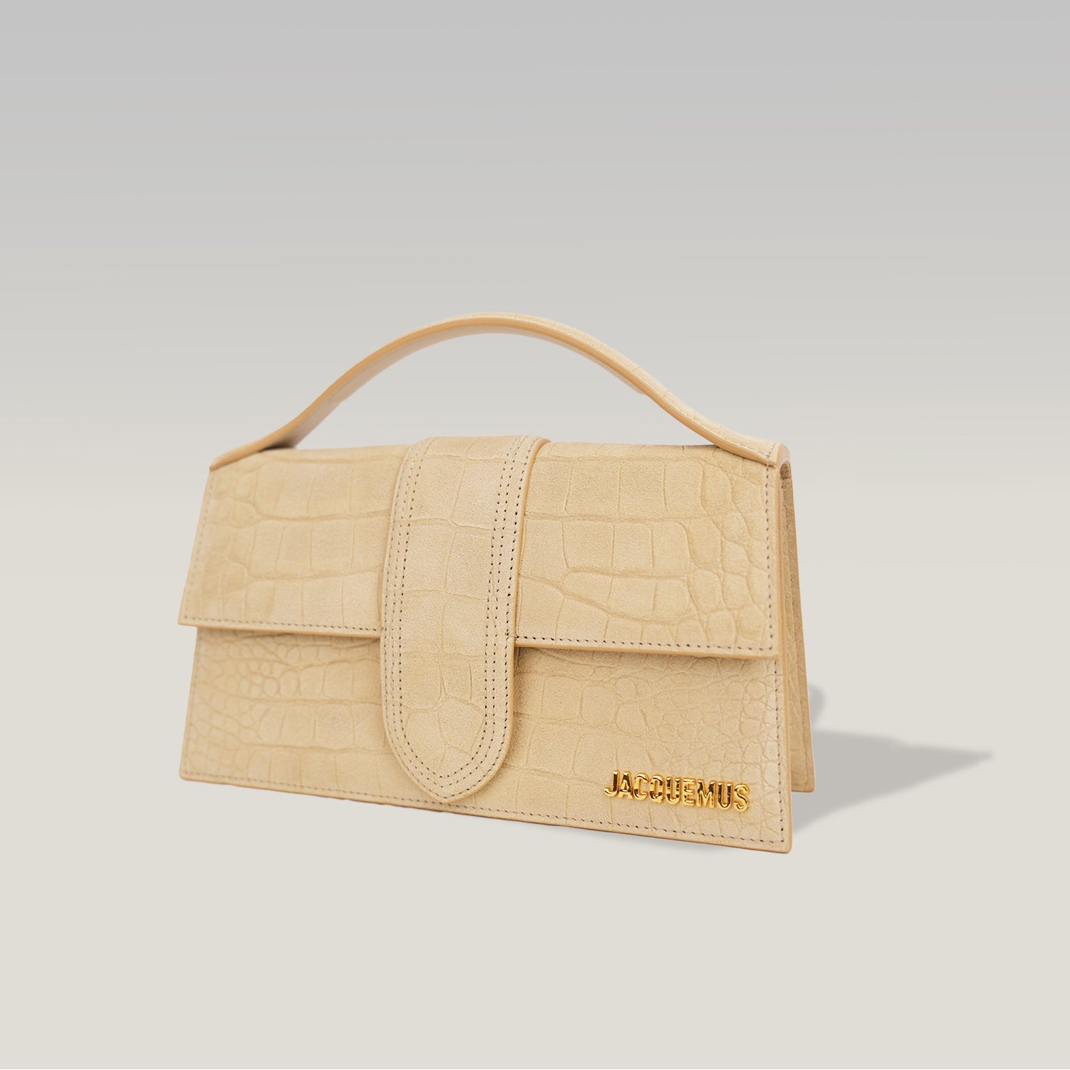 Jacquemus Large Le Bambino Croc Embossed Leather Tote Bag Beige