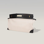 Saint Laurent Manhattan Large Shopping Tote White Canvas Black Leather Trim Shoulder Bag