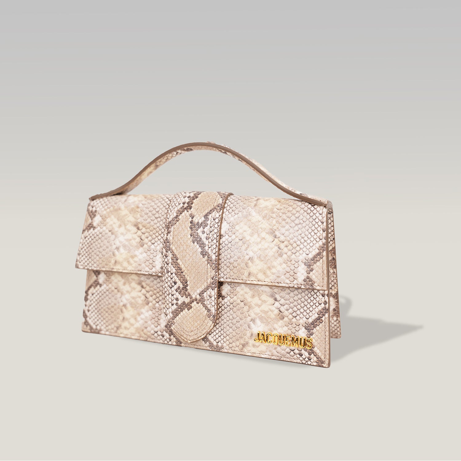 Jacquemus Le Grand Bambino Python Embossed Leather Medium Crossbody Bag Beige