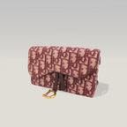 Dior Saddle Pochette Rettangolare in Canvas Oblique Rosso con Charm D Dorato